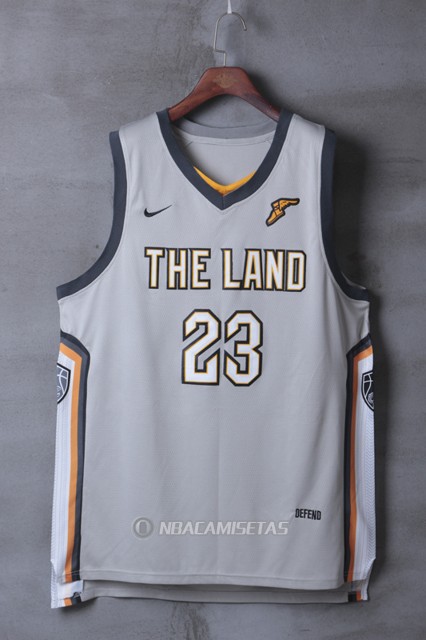 Camiseta Cleveland Cavaliers Ciudad Lebron James #23 Gris
